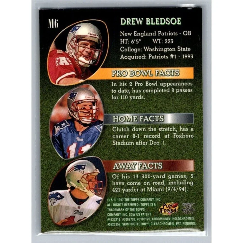 1997 Topps Mystery Finest Drew Bledsoe New England Patriots #M6